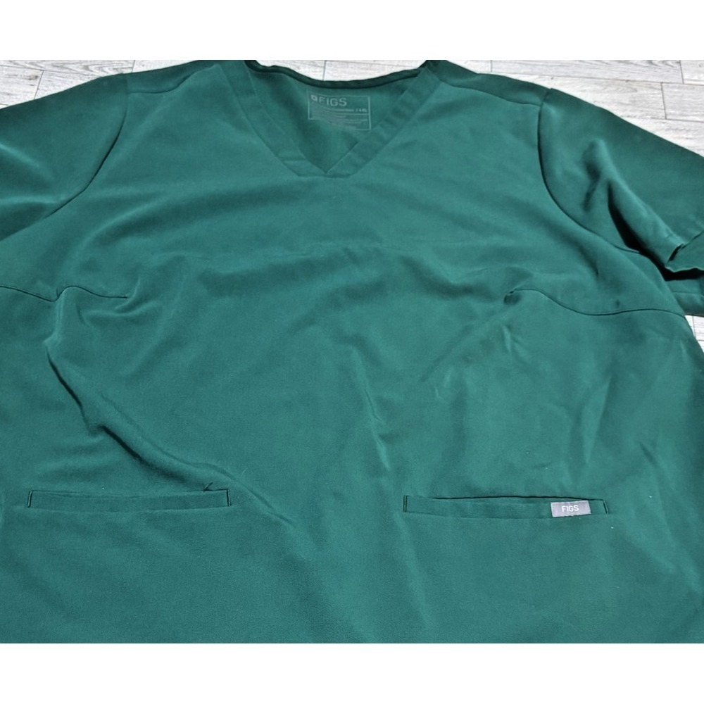 FIGS Technical Collection Scrub Top Womens 4XL Green V-neck Short Sleeve Pockets